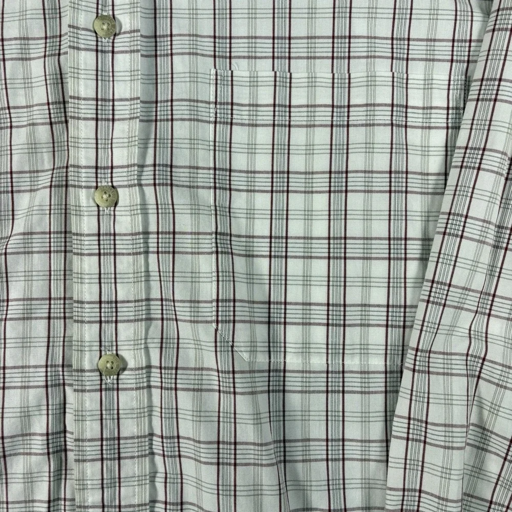 Pendleton Mens XL Plaid Button Down Shirt White Burgundy Long Sleeve Casual - Picture 4 of 7